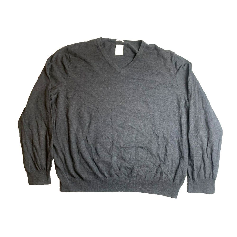 Article 365 Sweater Adult 2XL XXL Gray V-Neck‎ Cashmere Blend Outerwear Mens